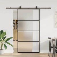 Berkfield Home Sliding Door with Hardware Set 102.5x205 cm ESG Glass&Aluminium in Black