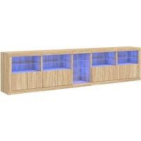 Berkfield Home Sideboard with LED Lights Sonoma Oak 283x37x67 cm in Brown | Size: 283 x 37 x 67 cm