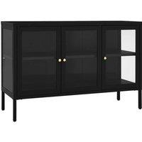 Berkfield Home Sideboard Black 105x35x70 cm Steel & Glass | Size: 105 x 35 x 70 cm