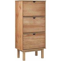 Berkfield Home Shoe Cabinet OTTA with 3 Drawers Brown Solid Wood Pine