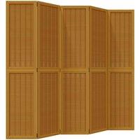Berkfield Home Room Divider 5 Panels Brown Solid Wood Paulownia