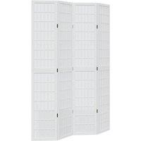 Berkfield Home Room Divider 4 Panels White Solid Wood Paulownia