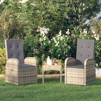 Berkfield Home Reclining Garden Chairs with Cushions 2 pcs Grey Poly Rattan