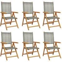 Berkfield Home Reclining Garden Chairs 6 pcs Grey Poly Rattan & Solid Wood