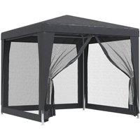 Berkfield Home Party Tent with 4 Mesh Sidewalls Anthracite 2.5x2.5 m HDPE in Black