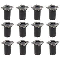 Berkfield Home Outdoor Ground Lights 12 pcs Square in Silver
