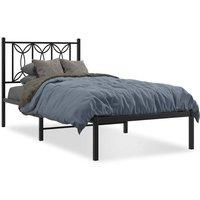 Berkfield Home Metal Bed Frame without Mattress with Headboard Black 90x190cm | Size: 90x190 cm