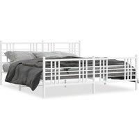 Berkfield Home Metal Bed Frame without Mattress with Footboard White 193x203cm | Size: 193x203 cm