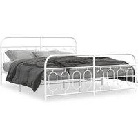 Berkfield Home Metal Bed Frame without Mattress with Footboard White 183x213cm | Size: 183x213 cm