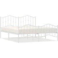 Berkfield Home Metal Bed Frame with Headboard & Footboard White 183x213 cm