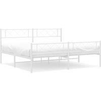 Berkfield Home Metal Bed Frame with Headboard & Footboard White 183x213 cm