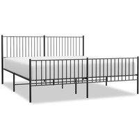 Berkfield Home Metal Bed Frame with Headboard & Footboard Black 193x203 cm