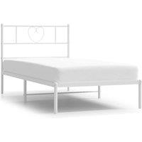 Berkfield Home Metal Bed Frame with Headboard White 107x203 cm