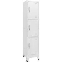 Berkfield Home Locker Cabinet with 3 Compartments 38x45x180 cm in White | Size: 38 x 45 x 180 cm