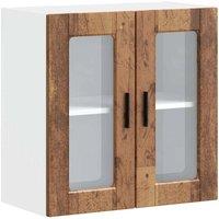 Berkfield Home Kitchen Wall Cabinet with Glass Door Porto Old Wood in Brown