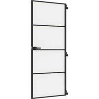 Berkfield Home Interior Door Slim Black 83x201.5 cm Tempered Glass & Aluminium