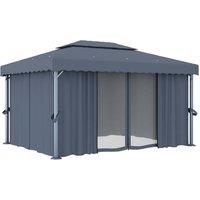 Berkfield Home Gazebo with Curtain 4x3 m Anthracite Aluminium in Dark Grey
