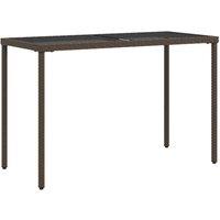 Berkfield Home Garden Table with Glass Top Brown 115x54x74 cm Poly Rattan | Size: 115 x 54 x 74 cm