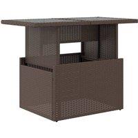 Berkfield Home Garden Table with Glass Top Brown 100x55x73 cm Poly Rattan | Size: 100 x 55 x 73 cm
