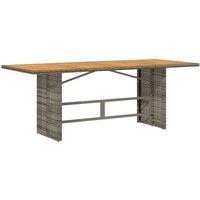 Berkfield Home Garden Table with Acacia Wood Top Grey 190x80x74 cm Poly Rattan | Size: 190 x 80 x 74 cm