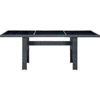 Berkfield Home Garden Table Dark Grey Poly Rattan & Tempered Glass