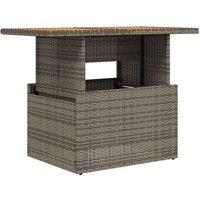 Berkfield Home Garden Table Grey 100x55x73 cm Poly Rattan & Acacia Wood | Size: 100 x 55 x 73 cm