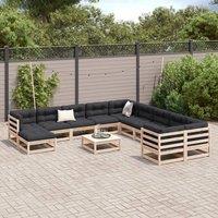 Berkfield Home Beautiful 12 Piece Garden Sofa Set Solid Wood Pine in Light Tan