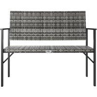 Berkfield Home Beautiful 2-Seater Garden Bench Grey Poly Rattan