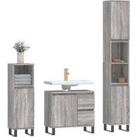 Berkfield Home Modern 3 Piece Bathroom Furniture Set Grey Sonoma Engineered Wood
