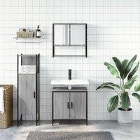 Berkfield Home Durable 3 Piece Bathroom Furniture Set Grey Sonoma Engineered Wood