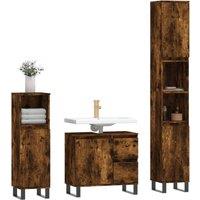 Berkfield Home Modern 3 Piece Bathroom Furniture Set Smoked Oak Engineered Wood in Brown