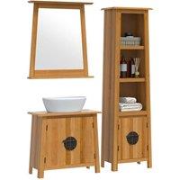 Berkfield Home Beautiful 3 Piece Bathroom Furniture Set Solid Wood Pine in Brown