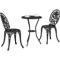 Berkfield Home Classic 3 Piece Garden Bistro Set Black Cast Aluminium