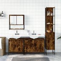 Berkfield Home Durable 4 Piece Bathroom Furniture Set Smoked Oak Engineered Wood in Brown
