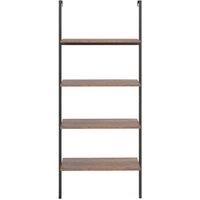 Berkfield Home Practical 4-Tier Leaning Shelf Dark Brown & Black 64x35x152.5 cm