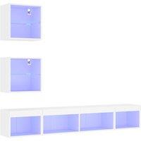 Berkfield Home Modern 5 Piece TV Wall Units with LED White Engineered Wood