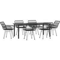 Berkfield Home Beautiful 7 Piece Garden Dining Set Black Poly Rattan