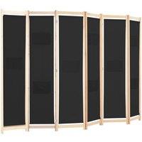 Berkfield Home Stylish 6-Panel Room Divider Black 240x170x4 cm Fabric | Size: 240 x 170 x 4 cm