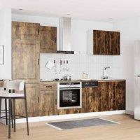 Berkfield Home Elegant 7 Piece Kitchen Cabinet Set Kalmar Smoked Oak Engineered Wood in Brown