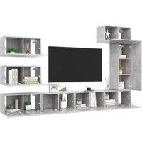 Berkfield Home Modern 8 Piece TV Cabinet Set Concrete Grey Engineered Wood