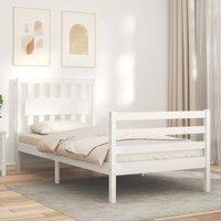 Berkfield Home Beautiful Bed Frame with Headboard White Single Solid Wood