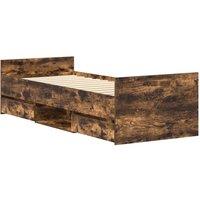 Berkfield Home Durable Bed Frame with Headboard & Footboard Smoked Oak 100x200 cm in Brown