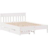 Berkfield Home Full Bed Frame without Mattress White 120x200 cm Solid Wood Pine | Size: Small Double