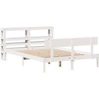 Berkfield Home Beautiful Bed Frame without Mattress White 120x200 cm Solid Wood Pine | Size: Small Double