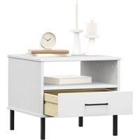 Berkfield Home Beautiful Bedside Table with Metal Legs White Solid Wood Pine OSLO