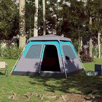Berkfield Home Modern Camping Tent Dome 4-Person Blue Quick Release