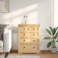 Berkfield Home Beautiful Chest of Drawers Corona 92x48x114 cm Solid Wood Pine in Light Tan | Size: 92 x 48 x 114 cm