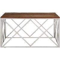 Berkfield Home Modern Coffee Table Silver Stainless Steel & Solid Sleeper Wood