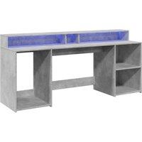 Berkfield Home Soft Desk with LED Lights Concrete Grey 200x55x91 cm Engineered Wood | Size: 200 x 55 x 91 cm