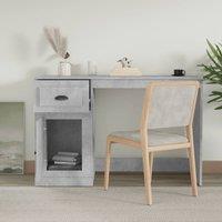 Berkfield Home Elegant Desk with Drawer Concrete Grey 115x50x75 cm Engineered Wood | Size: 115 x 50 x 75 cm